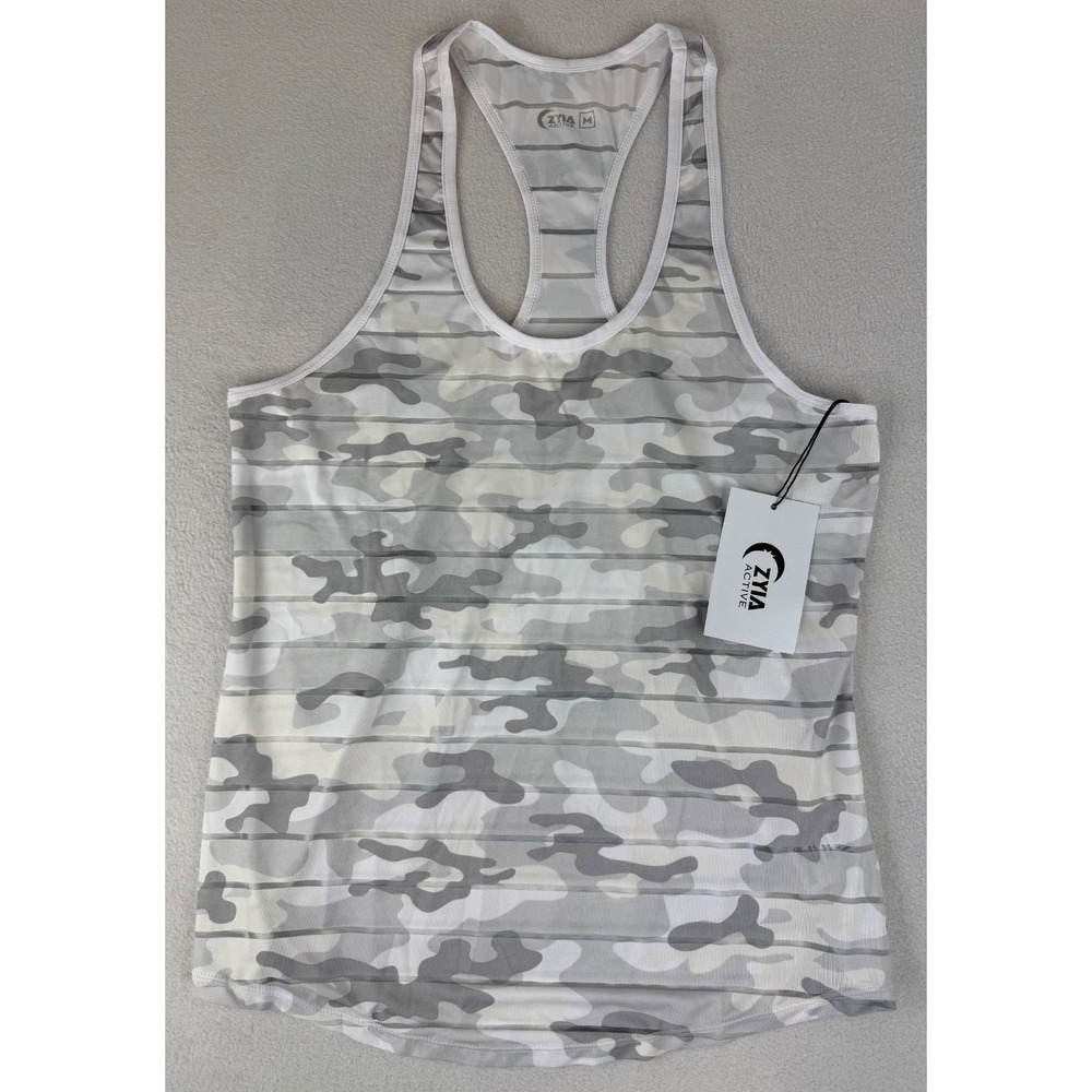 Zyia Active Havana Tank White Camo Womens Medium Athletic Yoga Gym Wear NWT